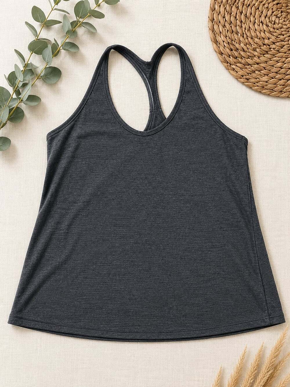Lululemon Women's Heathered Gray Racerback Athletic Tank Top (v1)